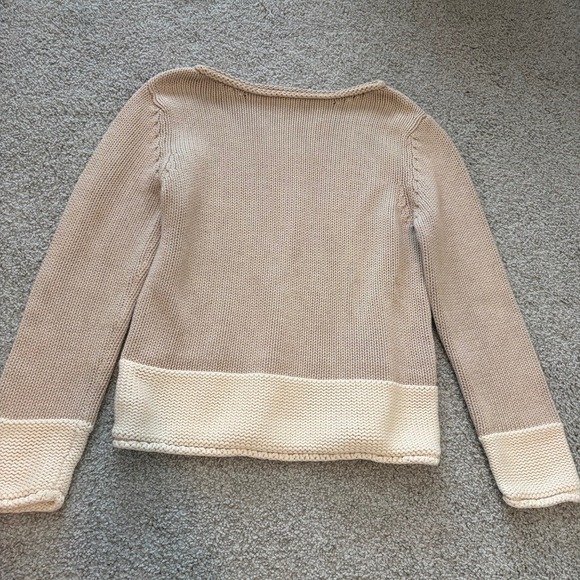 Boden Sweaters - Boden Cotton Pullover Sweater Womens S Tan Colorblock Boatneck Preppy Minimalist